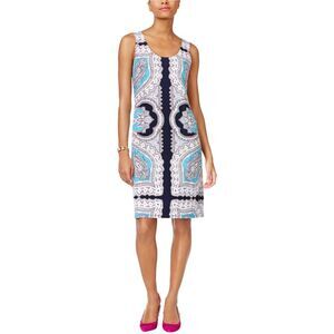 I.N.C Womens Printed Sheath Dress, Blue, NWT